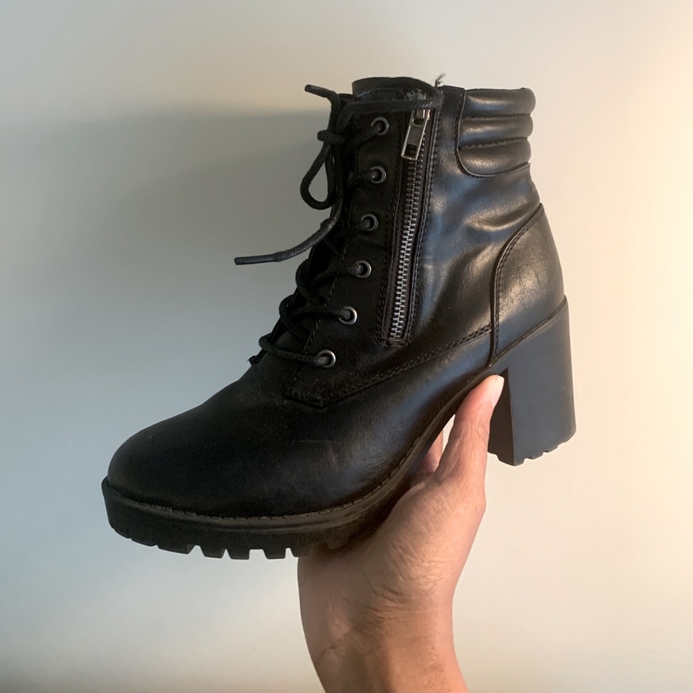 Combat Style Heeled Ankle Booties